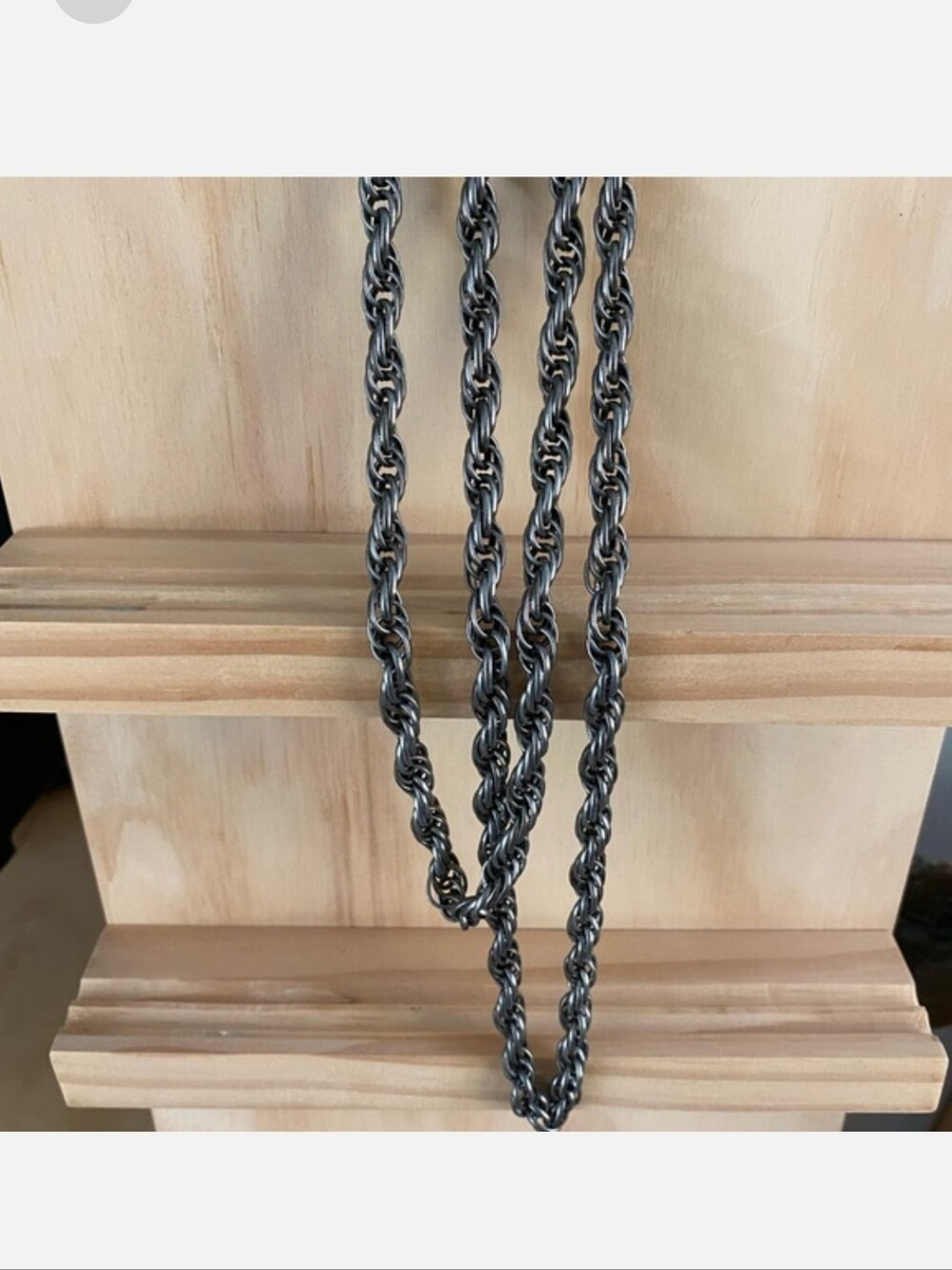 Jewel Kade Gunmetal Rope Chain Necklace - Dark Silver Tone